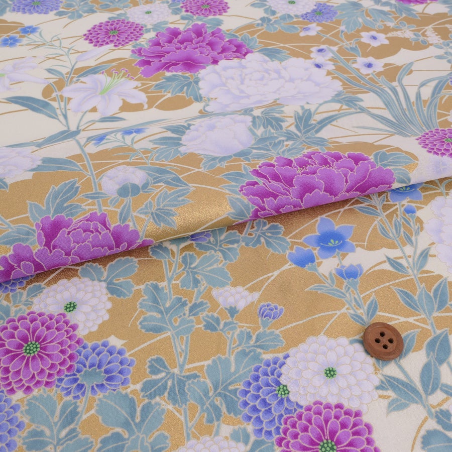 和風花柄コットン木綿生地