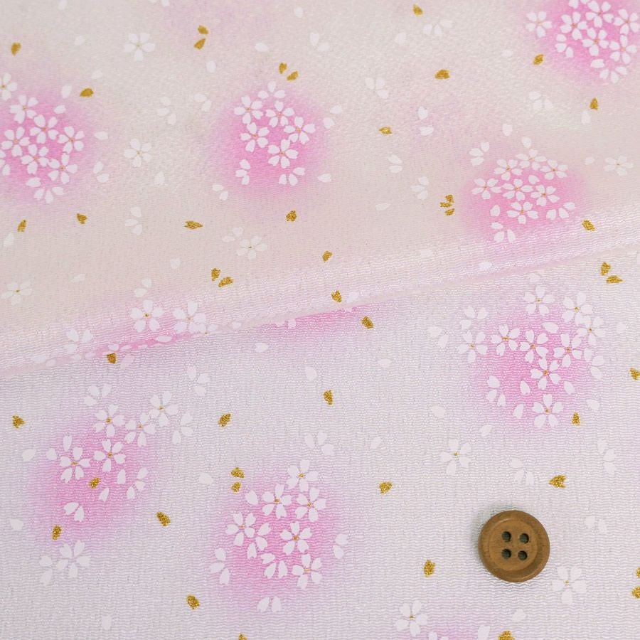 ちりめん生地・桜灯り(ピンク) 10cm単位 切り売り |生地 和柄/和布