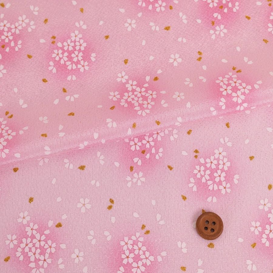 ちりめん生地・桜灯り(ピンク) 10cm単位 切り売り |生地 和柄/和布