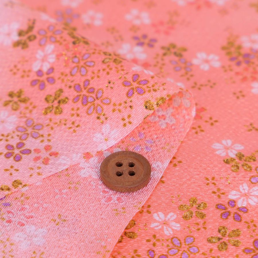 ちりめん生地・桜吹雪(ピンク) 10cm単位 切り売り |生地 和柄/和布