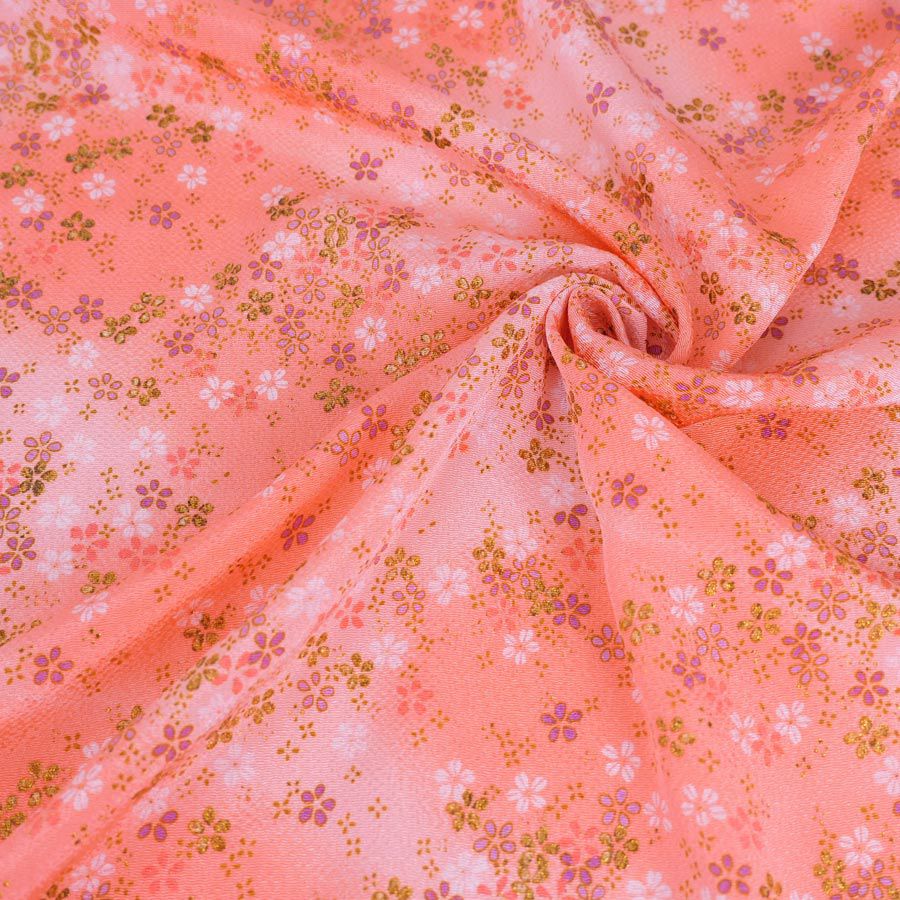 ちりめん生地・桜吹雪(ピンク) 10cm単位 切り売り |生地 和柄/和布