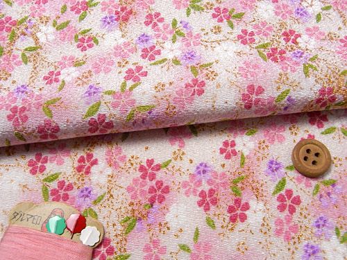 ちりめん生地・おぼろ桜(ピンク) 10cm単位 切り売り |生地 和柄/和布