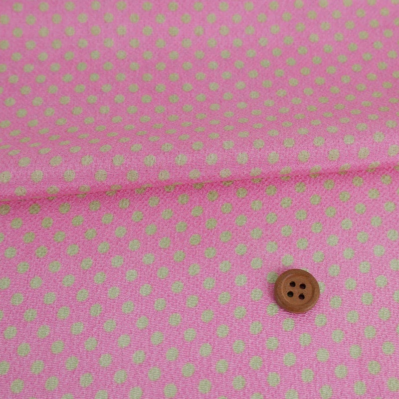 ちりめん生地・みずたま（ピンク）