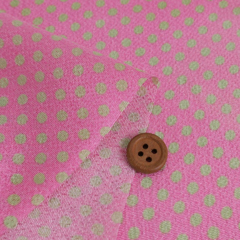ちりめん生地・みずたま（ピンク）