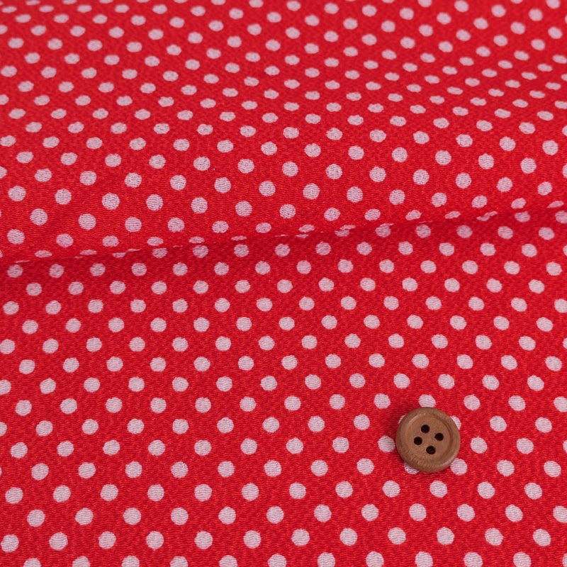 ちりめん生地・みずたま（赤）