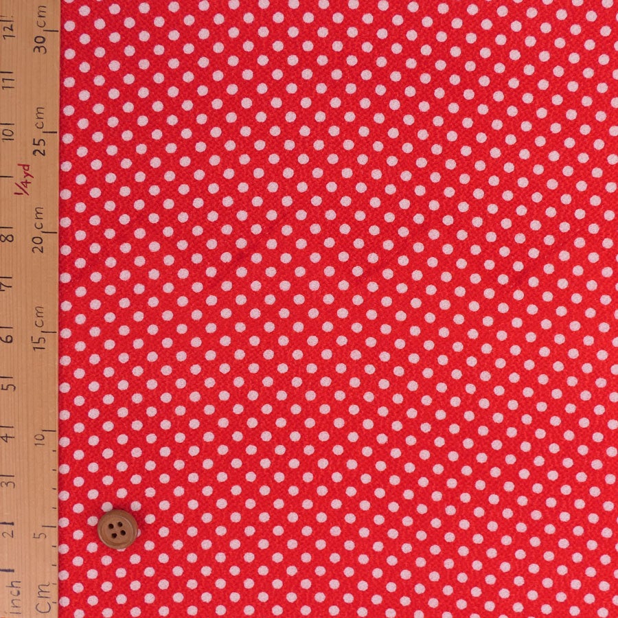 ちりめん生地・みずたま(赤) 10cm単位 切り売り