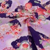 一越ちりめん・波文様に花（紫）