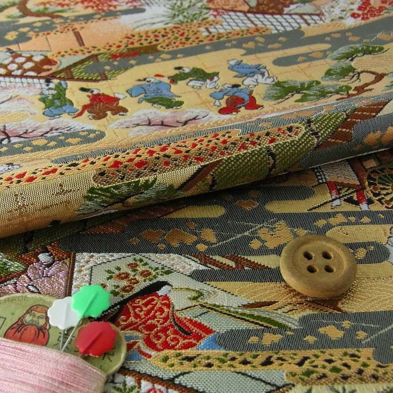 金襴生地（金らん）絢爛平安絵巻