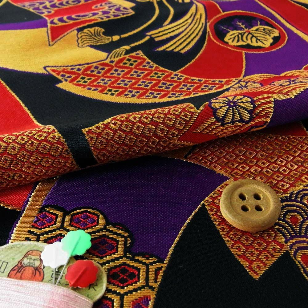 金襴生地(金らん)束ねのしに御紋 10cm単位 切り売り |生地 和柄/和布
