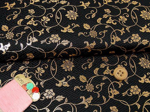 金らん・さやがたに花唐草(青) 10cm単位 切り売り |生地 和柄/和布
