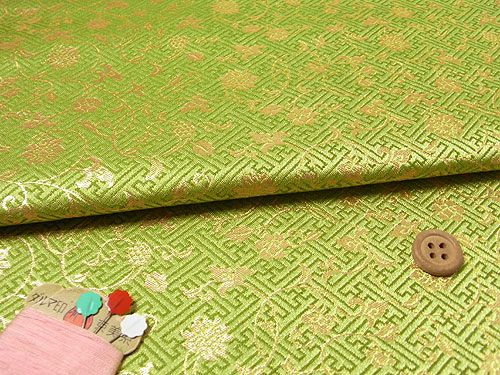 袋帯　金糸　棗模様　唐花　唐草　七宝　観世水　紗綾形　道長取　着物　帯　029k 彩美唐花』/Ao 古代錦本漆袋帯/青 – 澤屋重兵衛
