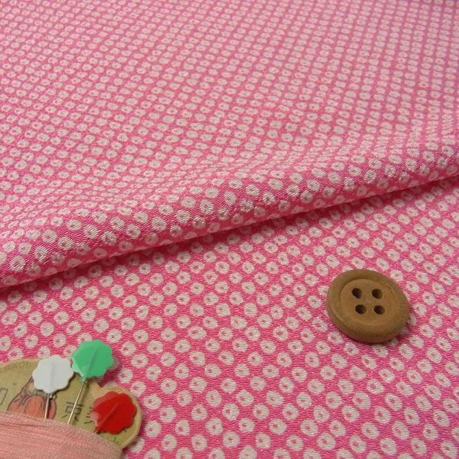 ポリちりめん生地・疋田しぼり柄(ピンク) 10cm単位 切り売り |生地 和