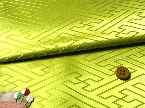 ジャカード生地・立体さやがた(黄緑) 10cm単位 切り売り |生地 和柄