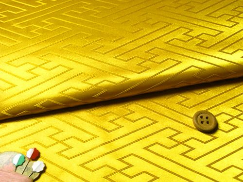 ジャカード生地・立体さやがた(黄緑) 10cm単位 切り売り |生地 和柄
