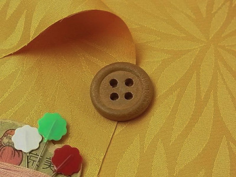 ポリエステルりんず・菊柄(黄色) 10cm単位 切り売り