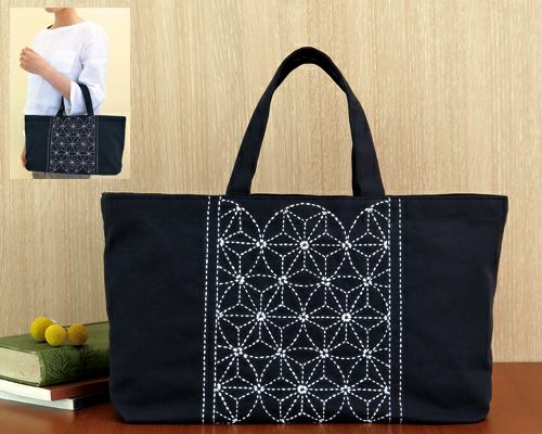 刺し子花菱刺しトートバッグ 刺し子キット・ミニトートバッグ うさぎと花菱 |生地 和柄/和布