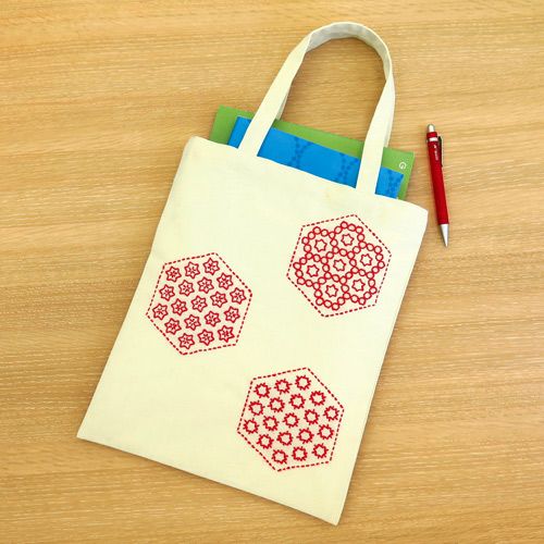 刺し子キット・一目刺しのミニバッグ（生成） |生地 和柄/和布