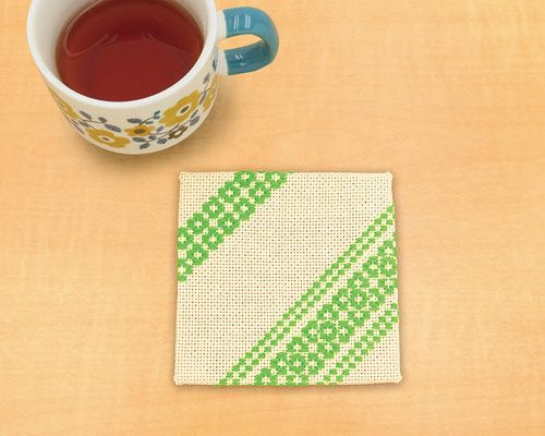 こぎんキット・コースター単品（ベージュ/黄緑）