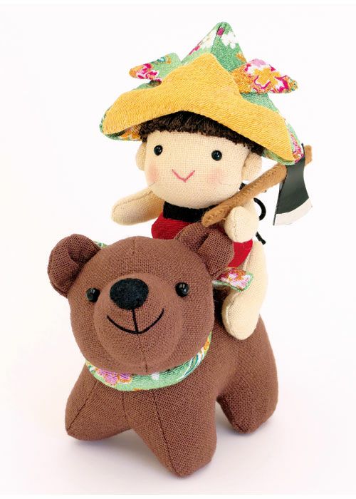 ぬいぐるみキット・兜をかぶった金太郎 |生地 和柄/和布/ちりめん手芸