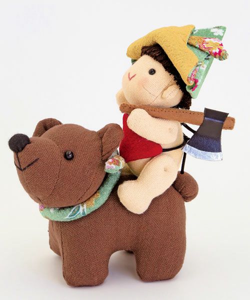 ぬいぐるみキット・兜をかぶった金太郎 |生地 和柄/和布/ちりめん手芸