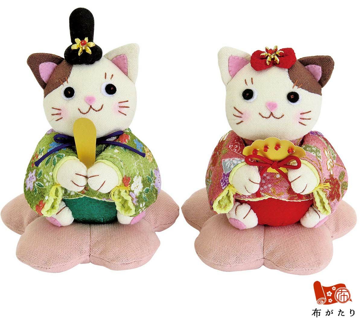 【新品未使用】ちりめん製 まねき猫びな セット 雛人形手作りキット・にゃんこのひなまつり |生地 和柄/和布/ちりめん