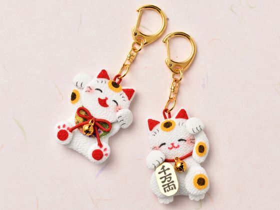 キット・和のミニ招き猫キーホルダー |生地 和柄/和布/ちりめん手芸