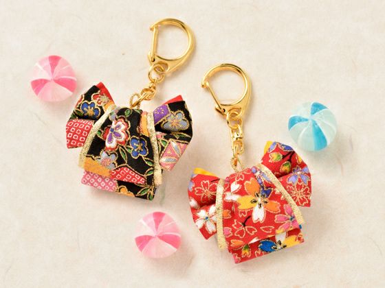 キット・和のミニ帯キーホルダー |生地 和柄/和布/ちりめん手芸通販布