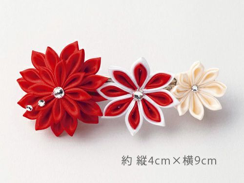 つまみ細工キット 花かんざし・二輪藤下がり(紅花) |生地 和柄/和布