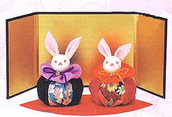 キット・うさぎのお手玉雛 |生地 和柄/和布/ちりめん手芸通販布がたり