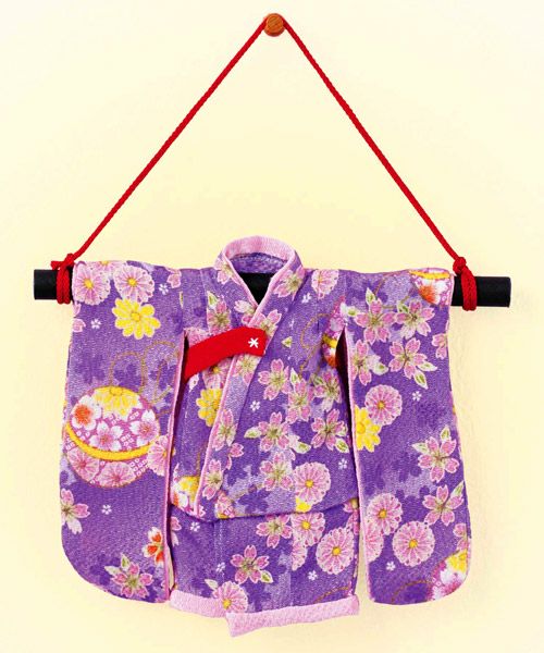京ちりめんキット・ミニ着物（紫） |生地 和柄/和布/ちりめん手芸通販