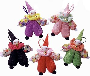 私の手作り/かっぽれとピエロ/ちりめん古布 キット・5つのピエロ |生地 和柄/和布/ちりめん手芸通販布がたり