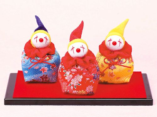 京ちりめんキット・ピエロのお手玉（赤青黄） |生地 和柄/和布