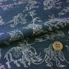 和柄コットン生地・鳥獣人物戯画（紺）