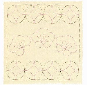 刺し子キット・花ふきん・梅と丸七宝（きなり）
