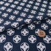 ポリちりめん生地・丸に花菱（濃紺）