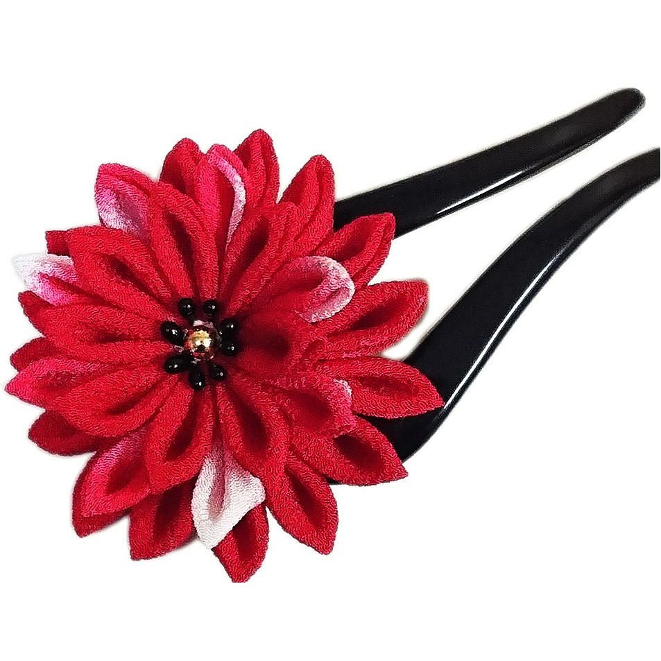 つまみ細工キット 花かんざし・二輪藤下がり(紅花) |生地 和柄/和布