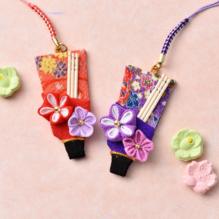 京ちりめん手芸キット 縫わずに作るようじ入れ ミニ羽子板 |生地 和柄