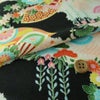 一越ちりめん かのこ雲に百花扇柄（黒）