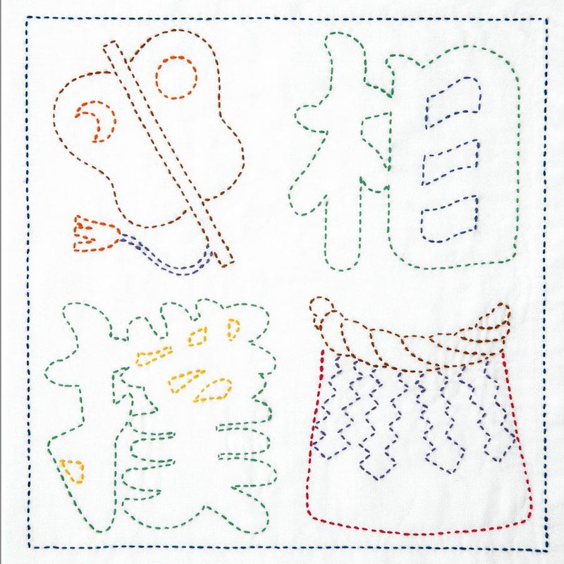 刺し子キット 花ふきん 相撲 文字