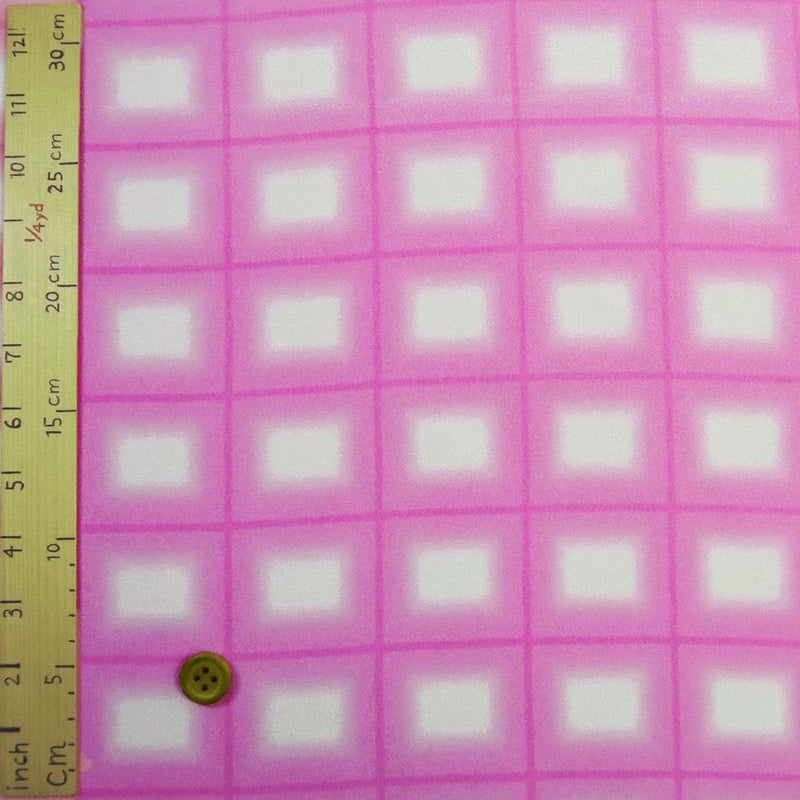 一越ちりめん生地 格子ぼかし(石竹色)
