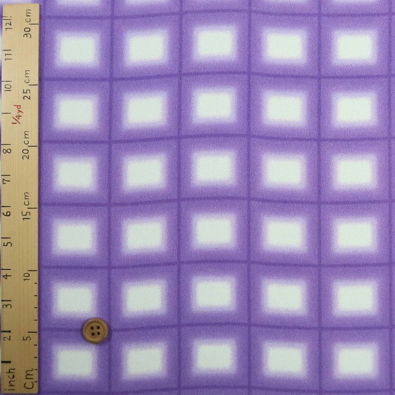 一越ちりめん生地 格子ぼかし(紫)