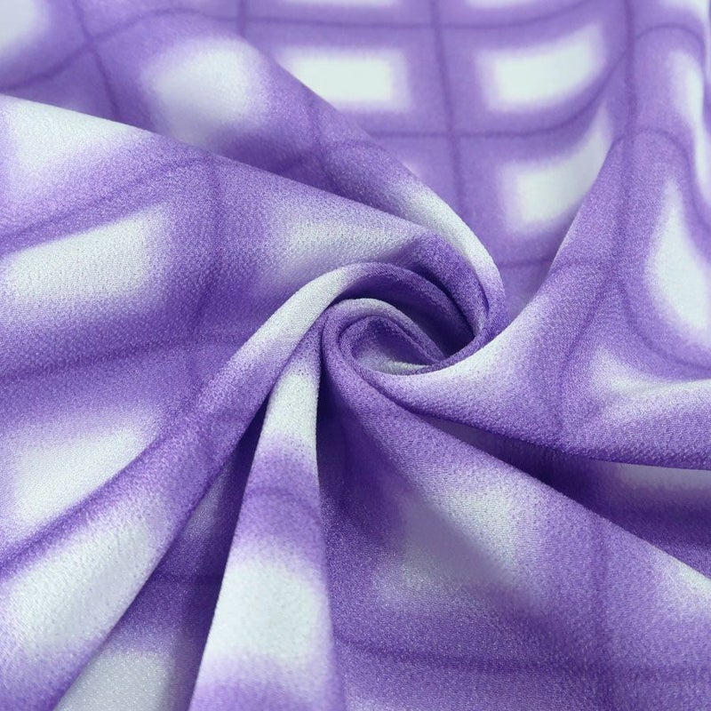 一越ちりめん生地 格子ぼかし(紫)