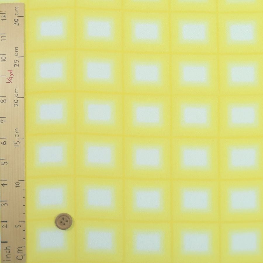 一越ちりめん生地 格子ぼかし(黄色) 約10cm単位 切り売り |生地 和柄