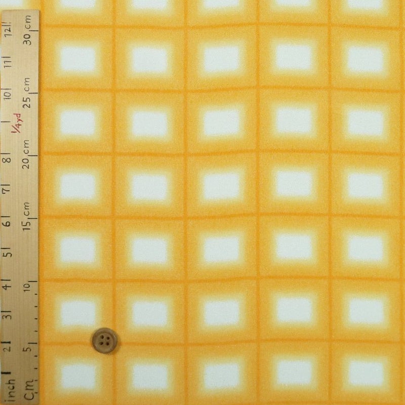 一越ちりめん生地 格子ぼかし(だいだい色)