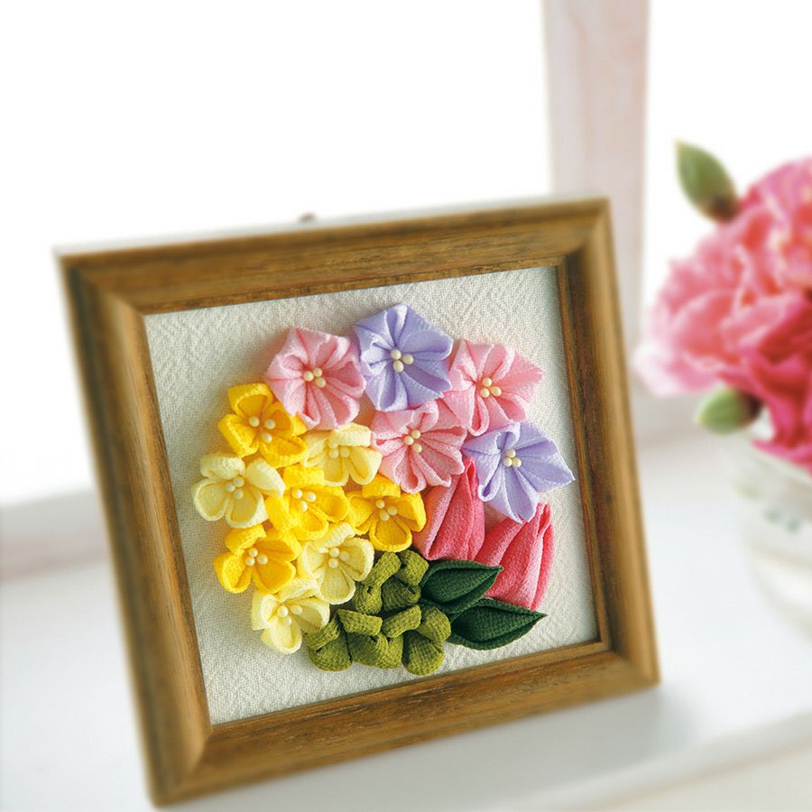 ちりめん細工　お花付き　草履 チューリップ 菜の花 うさぎ 自転車 春のインテリア つまみ細工 4月