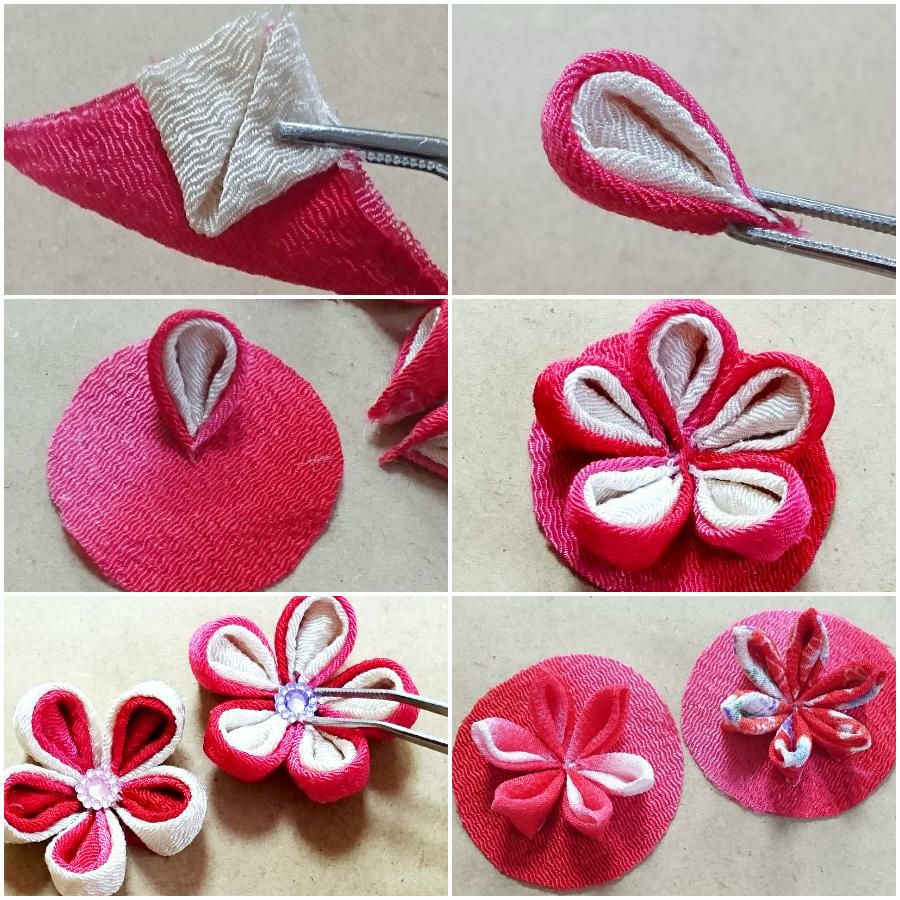 つまみ細工キット 花かんざし・二輪藤下がり(紅花) |生地 和柄/和布