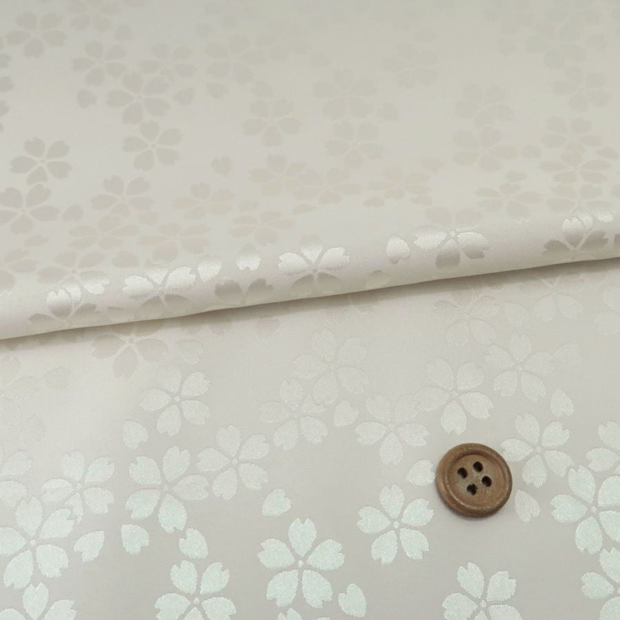 金襴生地(金らん) 優しい花の唐草模様(白) 10cm単位 切り売り |生地 和