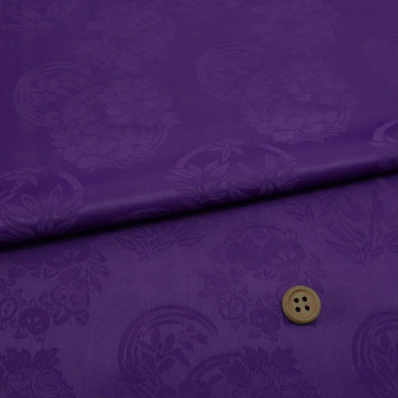 無地りんず（笹模様・紫）