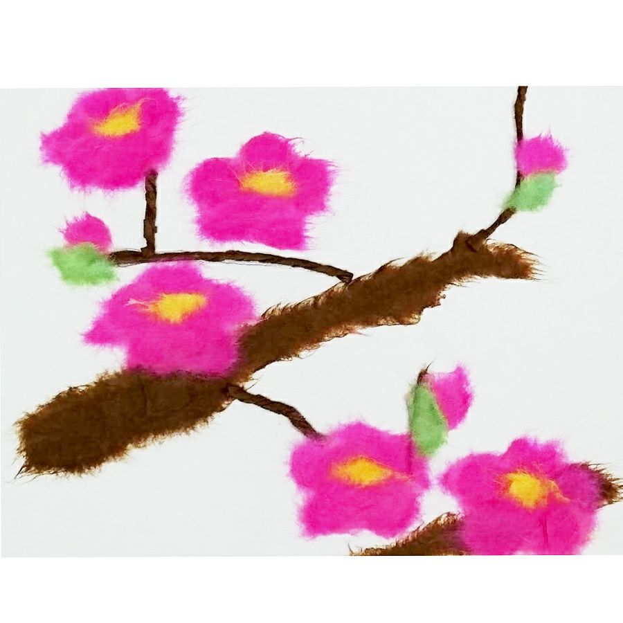 和紙ちぎり絵キット・ミニ壁掛け「梅」 |生地 和柄/和布/ちりめん手芸