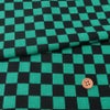 ムラ糸モーリークロス 手捺染 市松柄(黒/緑)